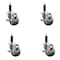 Service Caster 3'' Gray Poly Swivel 1'' Expanding Stem Caster Set with Brake, 4PK SCC-EX20S314-PPUB-TLB-1-4 - alternate 1